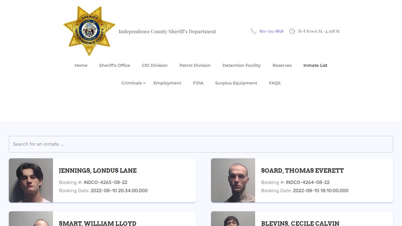 Current Inmate List